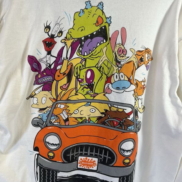 Nickelodeon Characters (Rugrats,CatDog,Arnold) White Long Sleeve T-shirt Sz Lg‎ - Picture 3 of 10